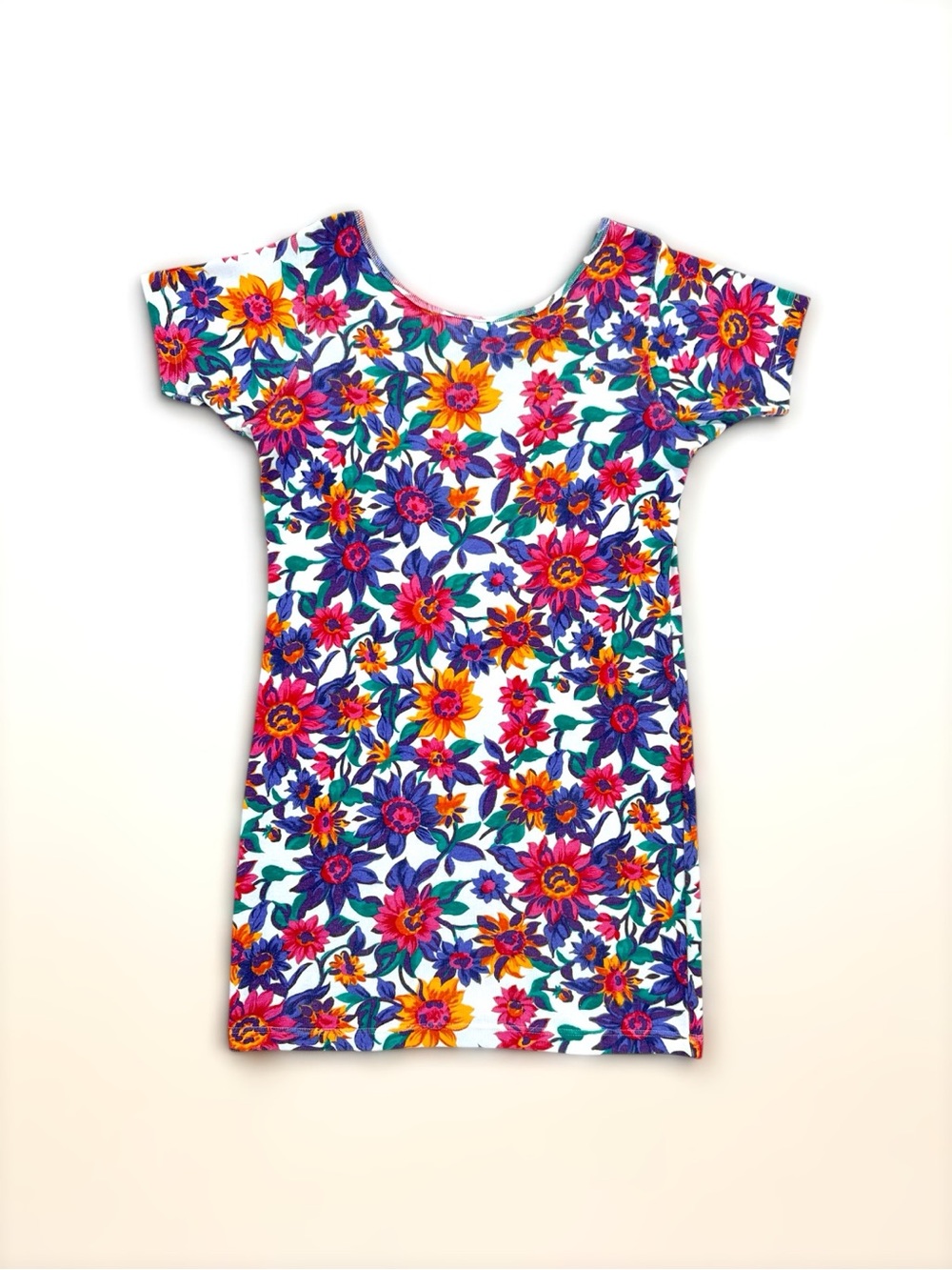 ✨VINTAGE 90s✨ EXPRESS TRICOT✨ VIBRANT FLORAL BODYCON DRESS.